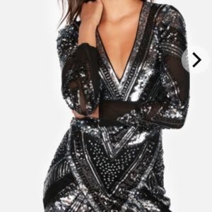 express patterned sequin mini dress